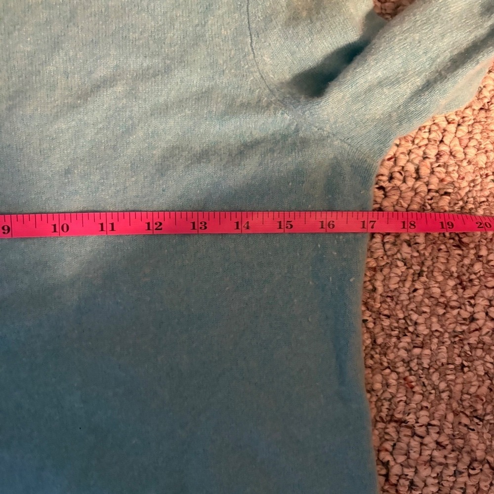 100% Cashmere Talbots Petites Pure Cashmere Crewneck Sweater Aqua Blue Size MP - Picture 6 of 7